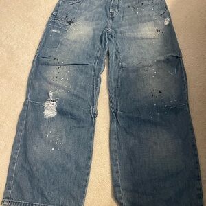 We the Free Women’s Blue Paint Splatter/ Drawstring Distressed Jeans